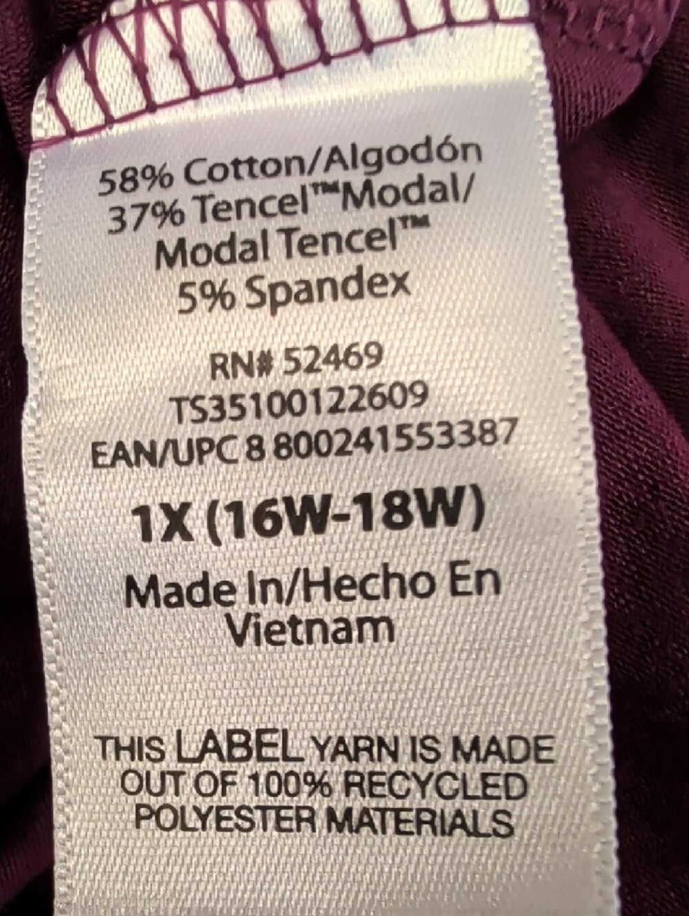Terra & Sky Plum V-Neck Long Sleeve Top 1X NWT Plus Size Soft Stretch Casual - Picture 5 of 6